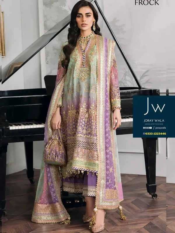 partywear baroque chantelle embroidered chiffon beautiful design available at joraywala with free delivery all over pakistan