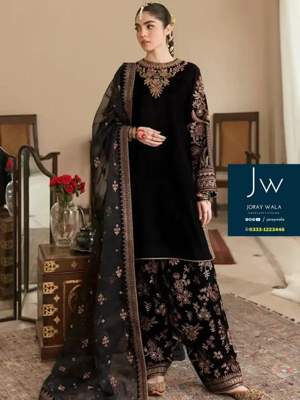 Partywear Baroque Jazmin Velvet Wedding Collection 2025 mastercopy, available at joraywala with free delivery all over pakistan