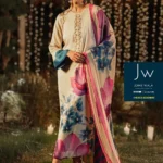 Partywear lulusar digital printed silk naul long 3 pcs suit with free delivery at joraywala