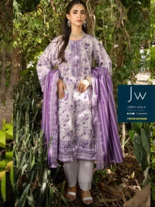 Zesh cutwork embroidered lawn drop 4 D1, beautiful purple with white, available at joraywala with free delivery