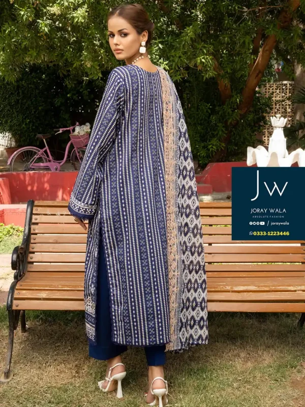 Zesh cutwork embroidered lawn drop 4 D4 beautiful blue 3pcs suit, available at joraywala with free delivery