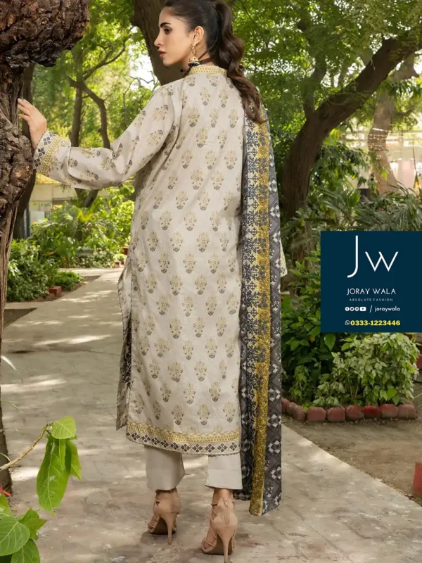 Zesh cutwork embroidered lawn drop 4 D5 beautiful gray 3pcs suit, available at joraywala with free delivery