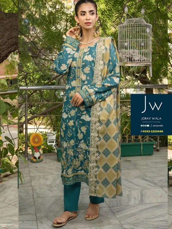 Zesh cutwork embroidered lawn drop 4 D8 beautiful 3pcs suit, available at joraywala with free delivery