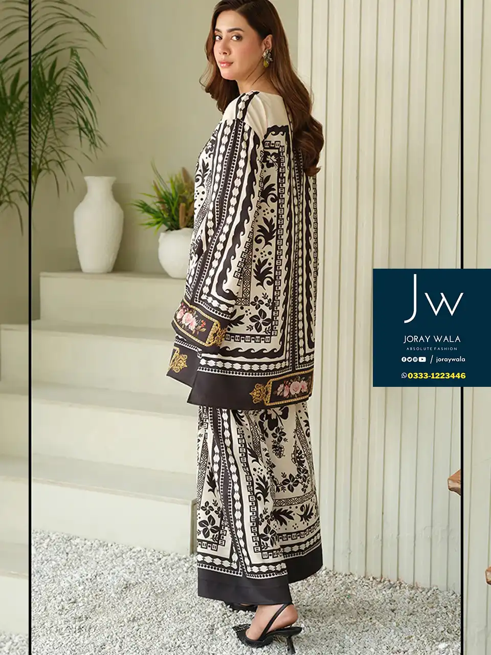 Partywear 3 pcs printed silk with silk dupatta D3 with free delivery available at joraywala