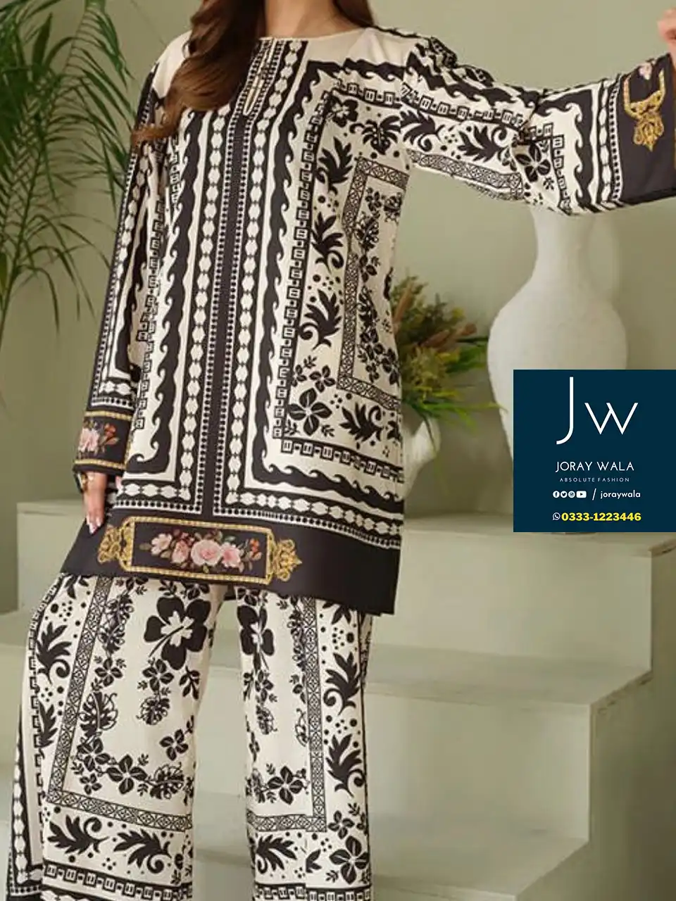 Partywear 3 pcs printed silk with silk dupatta D3 with free delivery available at joraywala