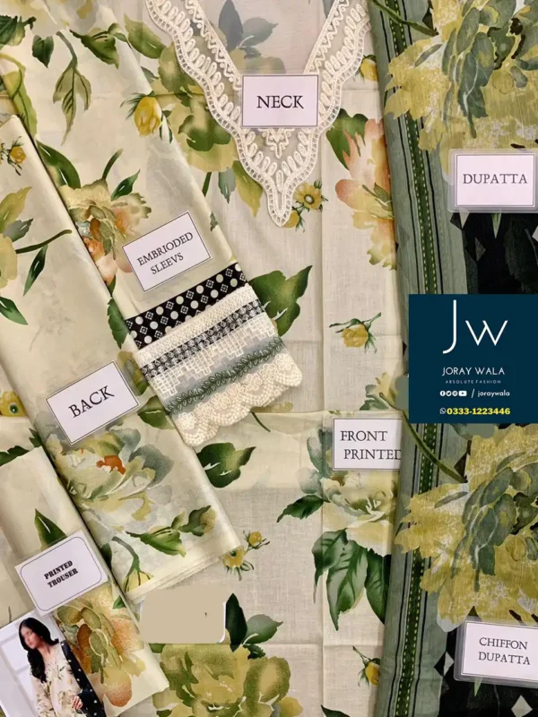 Fancy Digital Printed Lawn 3 Pcs Floral Suit with free delivery all over Pakistan joraywala​