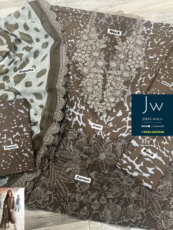 Fancy Lawn Embroidered 3 Pcs unstitched Suit
