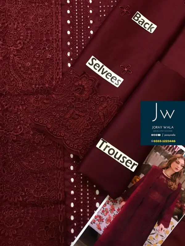 Fancy luxury lawn 3 pcs Suit with chckankari