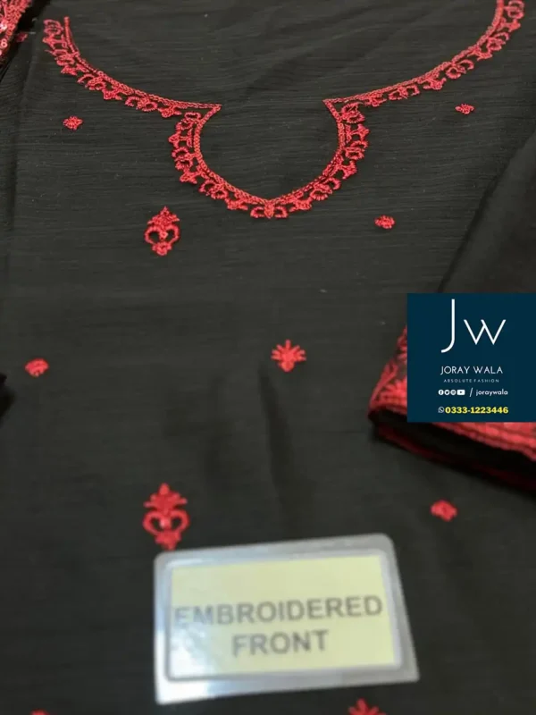 Fancy-partywear-designer-black-chiffon-3-pcs-suit-with-free-delivery-joraywala ​