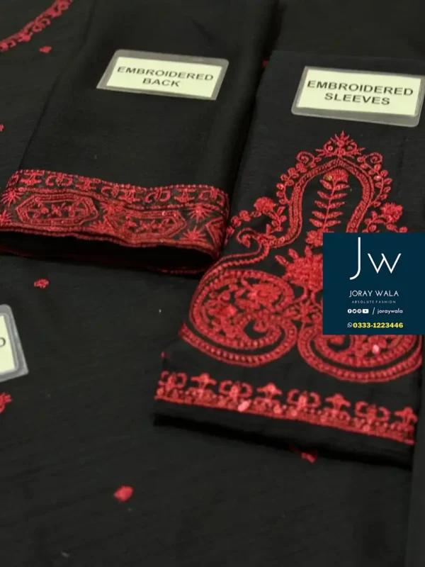 Fancy-partywear-designer-black-chiffon-3-pcs-suit-with-free-delivery-joraywala ​