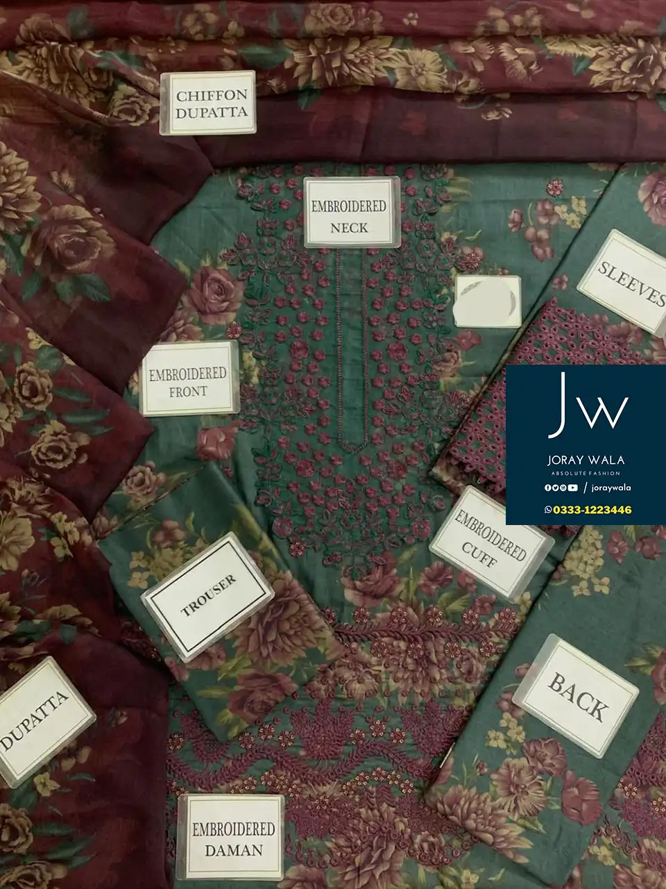 Partywear-Fancy -lawn-3-pcs-suit -iznik -mastercopy-joraywala-free-delivery