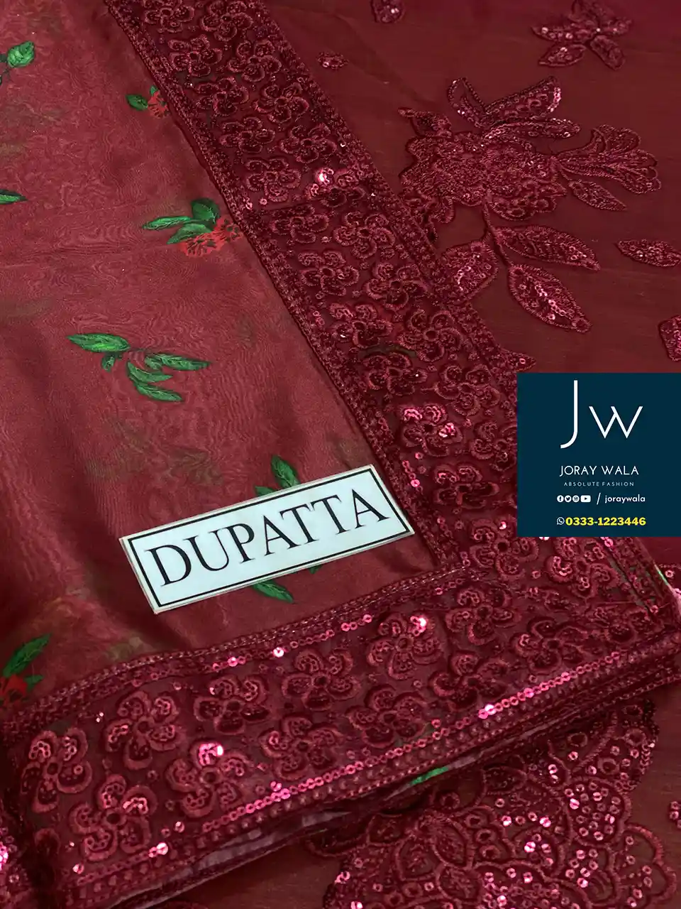 Partywear-Fancy Jazmin-Semi Pure-chiffon-EC -Maroon-free delivery-joraywala