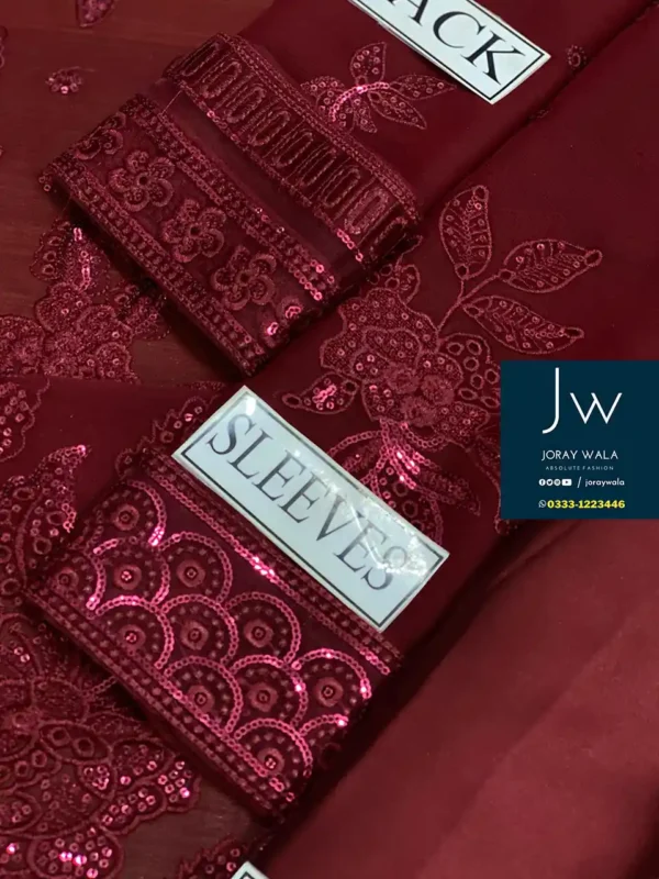 Partywear-Fancy Jazmin-Semi Pure-chiffon-EC -Maroon-free delivery-joraywala