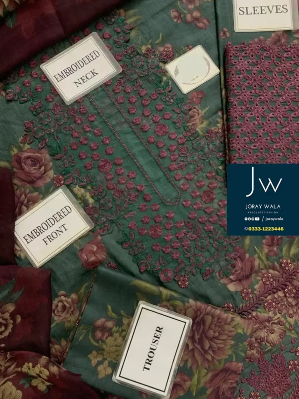 Partywear-Fancy -lawn-3-pcs-suit -iznik -mastercopy-joraywala-free-delivery