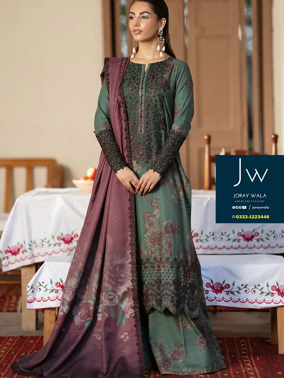 Partywear-Fancy -lawn-3-pcs-suit -iznik -mastercopy-joraywala-free-delivery