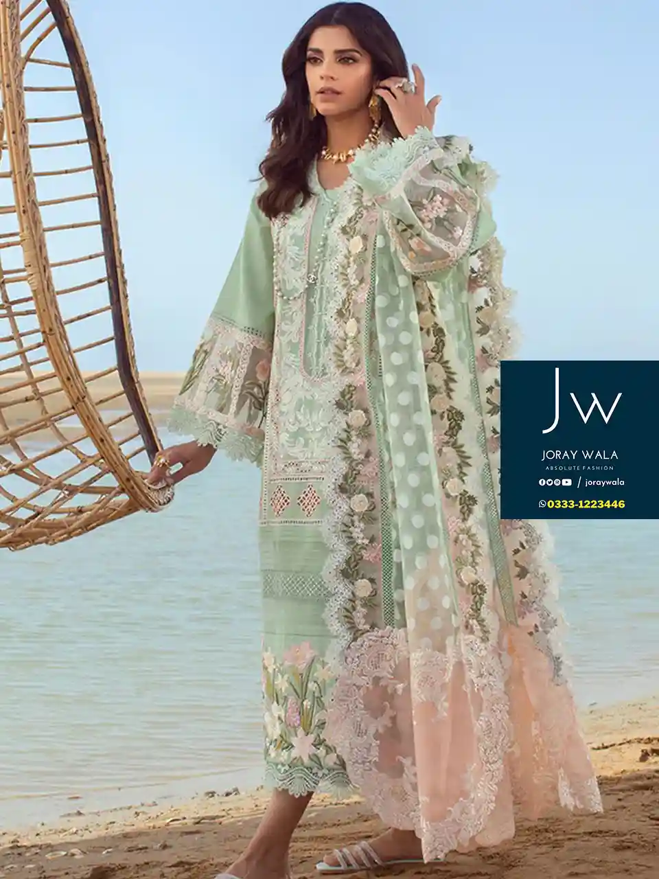 Partywear-crimson-fancy-chickankari-lawn-3-Pcs-Suit -with-free-delivery-joraywala-1