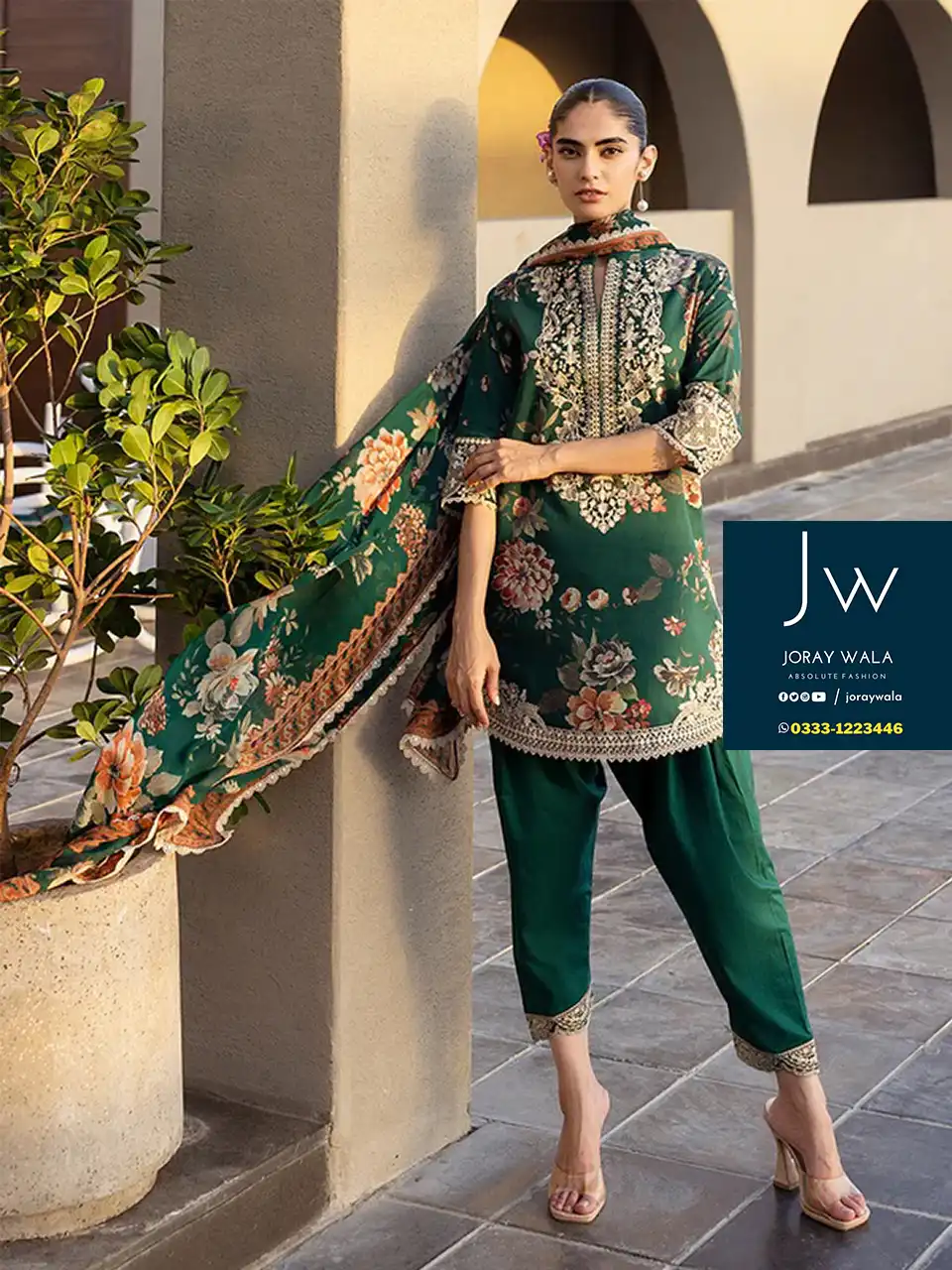 Fancy lawn collection 3 Pcs with Embroidered Suit available at joraywala