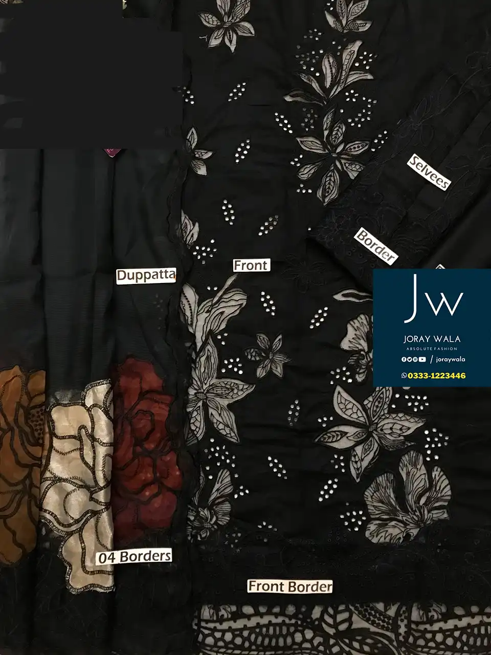 Partywear-fancy -lawn-3-pcs-suit- heavy-embroidery -with-fancy -dupatta-free-delivery-joraywala