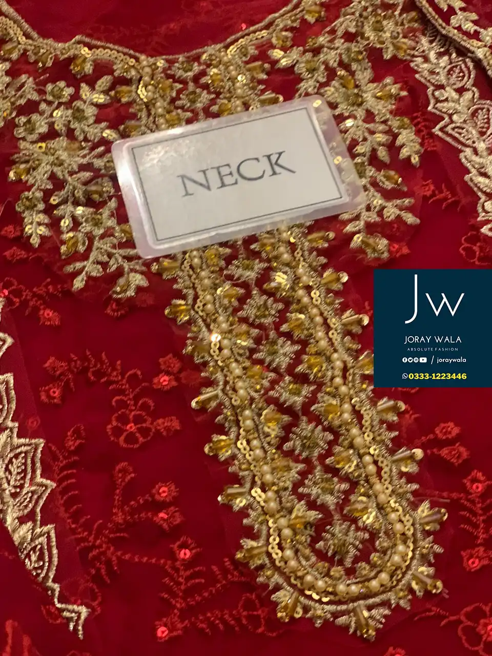 Partywear-fancy-3-pcs-embroidered-Red-Wedding-wear-suit-available-at-@joraywala