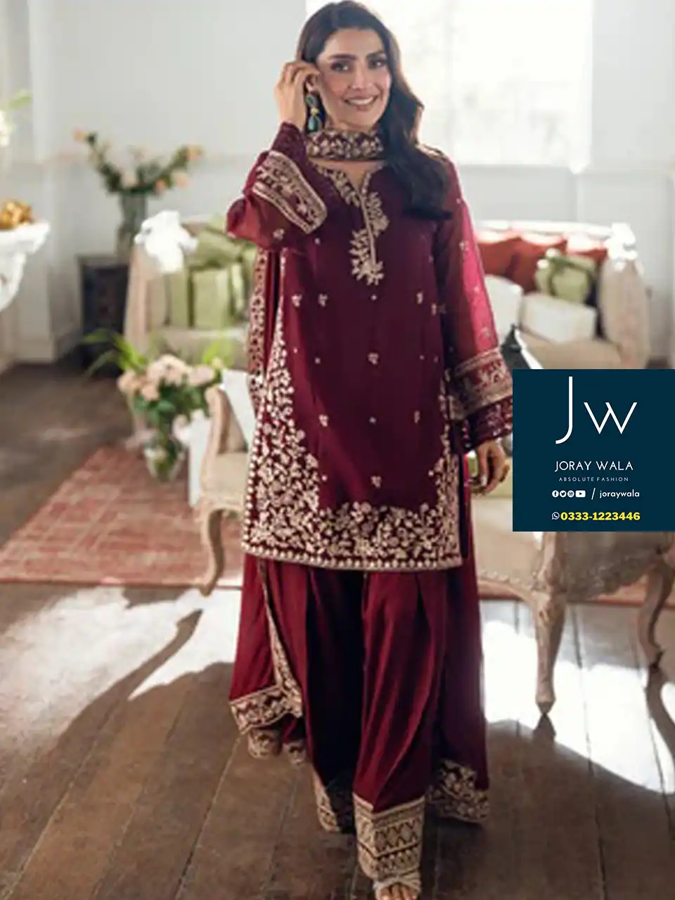 Partywear-fancy-wedding-collection-ayeza-khan-3-pcs-suit -available-at-joraywala-with-free-delivery