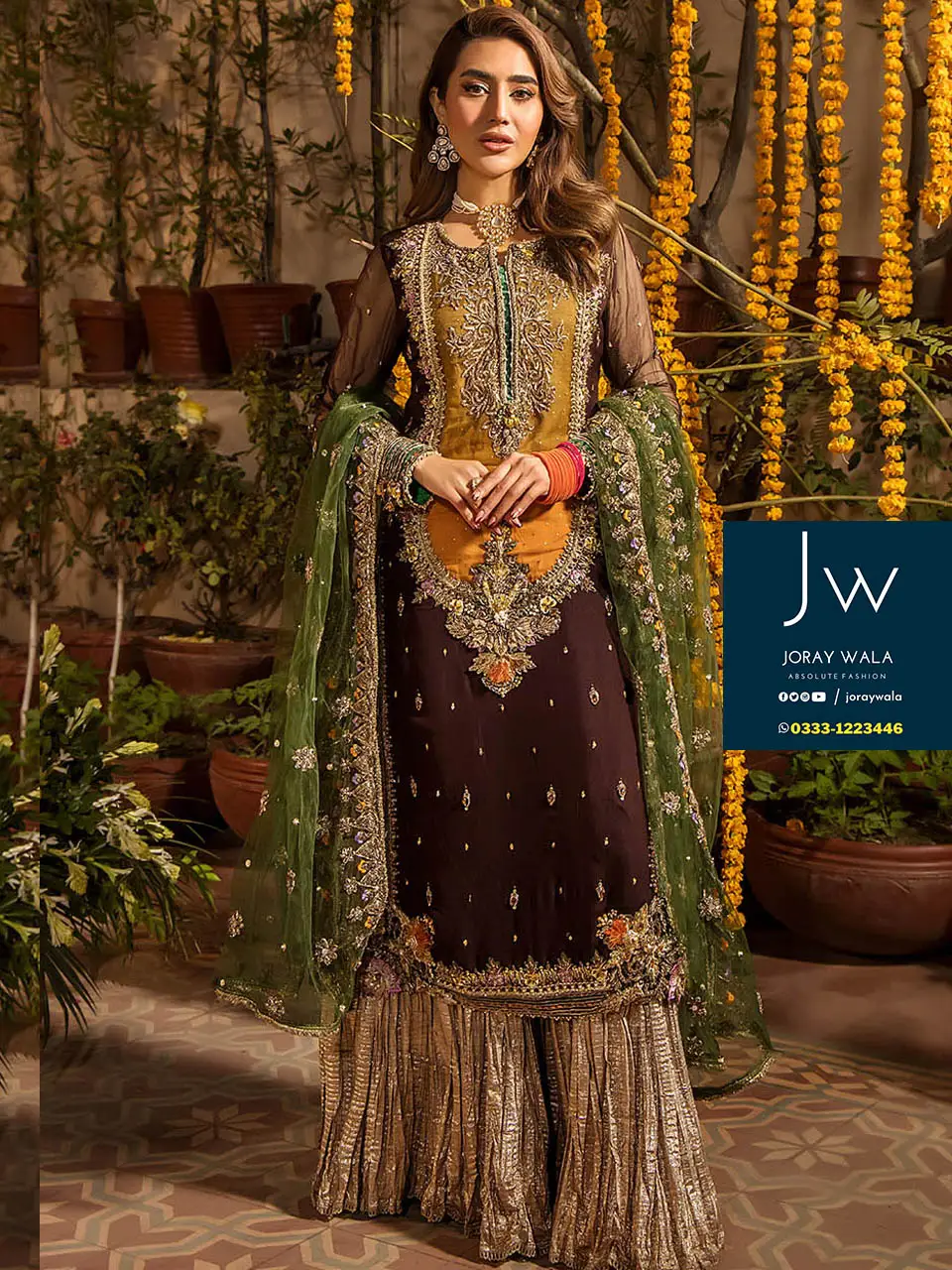 Partywear-fancy-wedding-luxury-chiffon-embroidered-3-pcs-suit-free-DC-over-Pakistan-joraywala